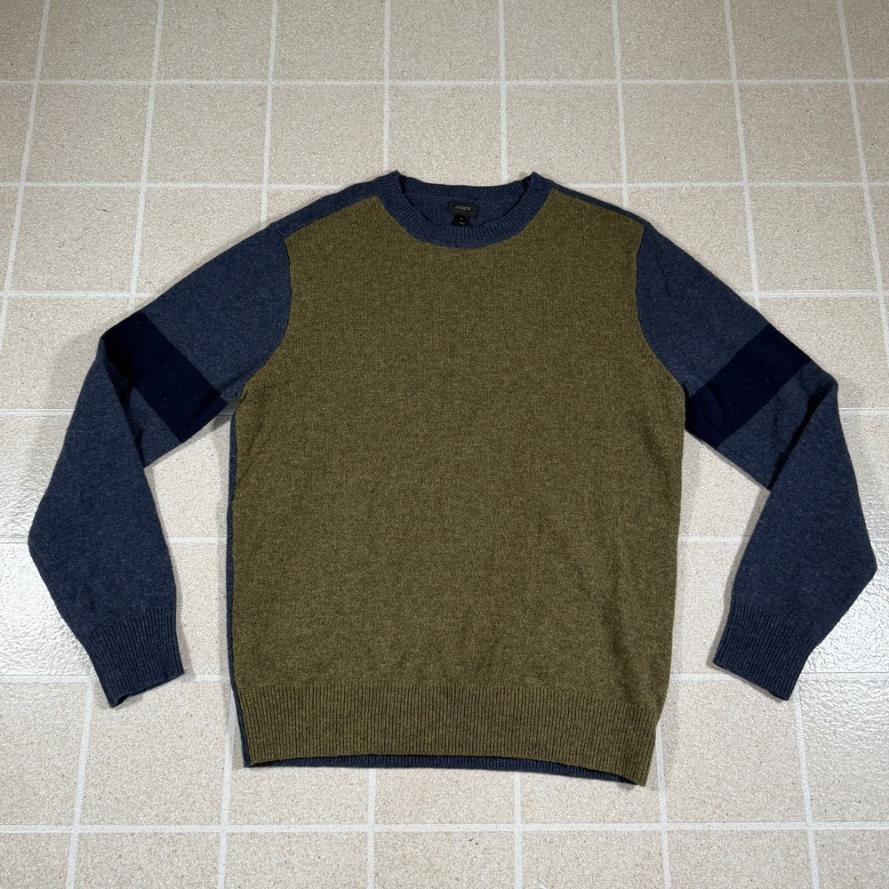 J. Crew Lambswool Color Blocked Crewneck Sweater Size Large Carbincore